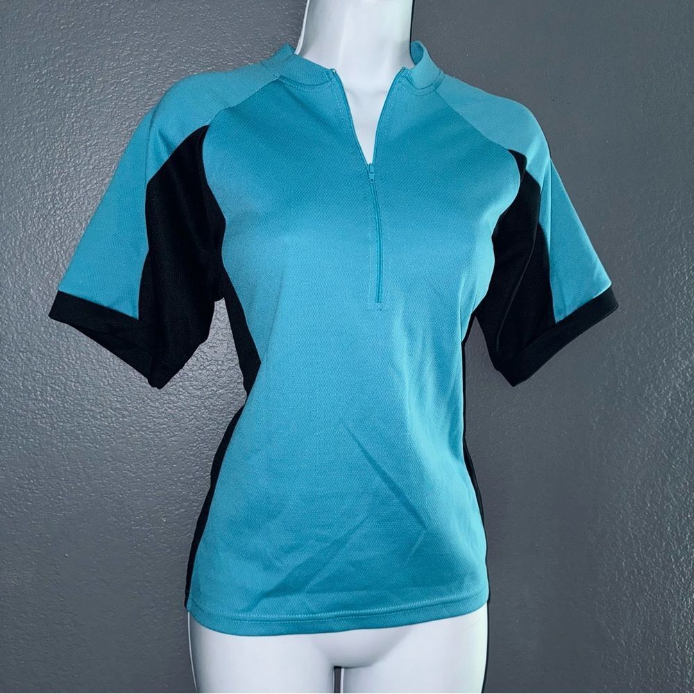 Women’s Canari Polo Black & Blue Short Sleeve Cycling Jersey Top Medium